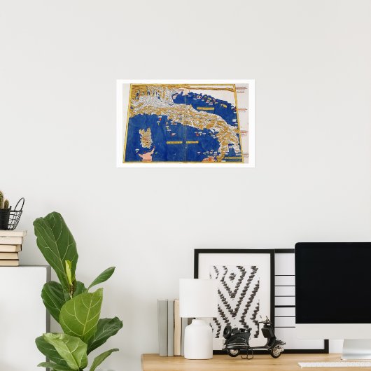 Ptolemäische Karte Italiens, 1482 (farbiges Litho) Poster (Heimbüro)