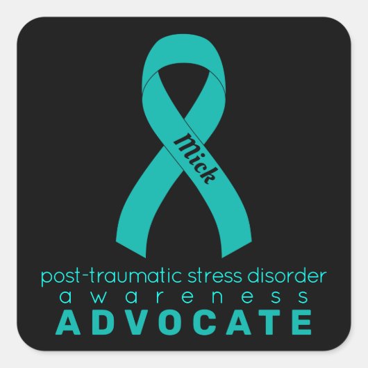 PTSD Advocate Black Square Sticker (Vorderseite)