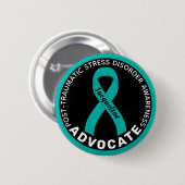 PTSD Awareness Advocatus Black Button (Vorne & Hinten)