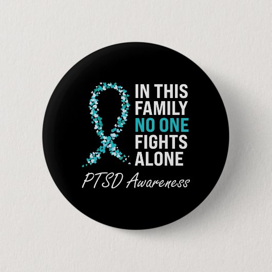 PTSD Awareness Aquamarin Ribbon Button (Vorderseite)