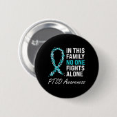 PTSD Awareness Aquamarin Ribbon Button (Vorne & Hinten)