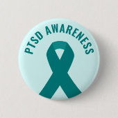 PTSD Awareness Aquamarin Ribbon Button (Vorderseite)