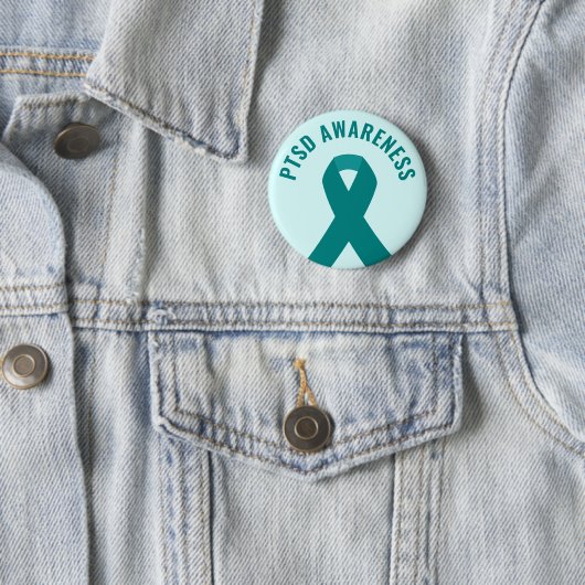 PTSD Awareness Aquamarin Ribbon Button (Beispiel)