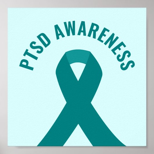 PTSD Awareness Aquamarin Ribbon Poster (Vorne)