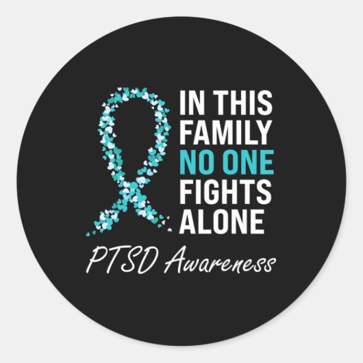 PTSD Awareness Aquamarin Ribbon Runder Aufkleber (Vorderseite)