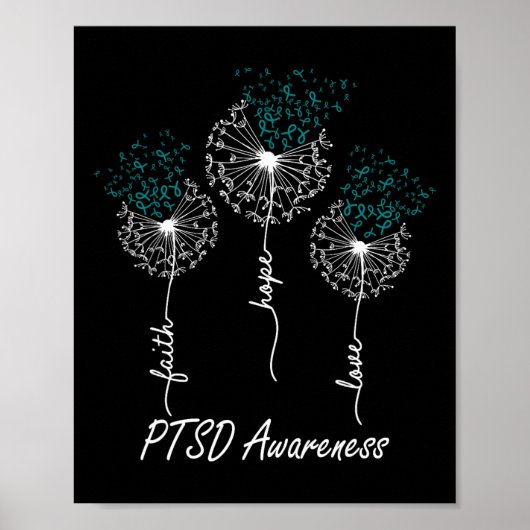 Ptsd Awareness Faith Hope Liebe Dandelion Poster (Vorne)