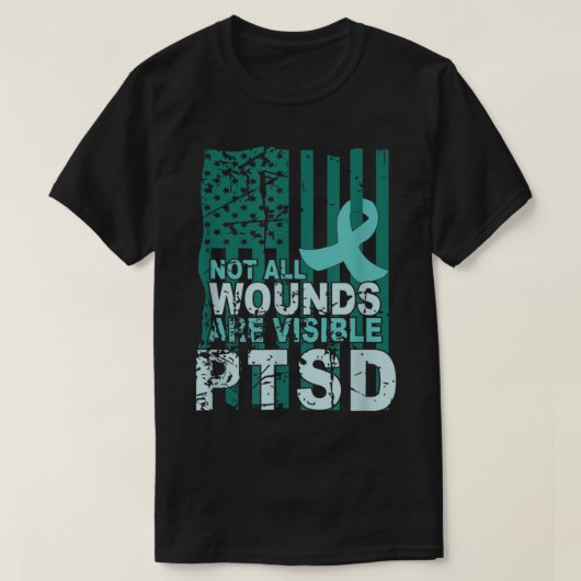 PTSD Awareness Not All Wounds Are Visible Teal Rib T-Shirt (Design vorne)