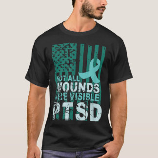 PTSD Awareness Not All Wounds Are Visible Teal Rib T-Shirt