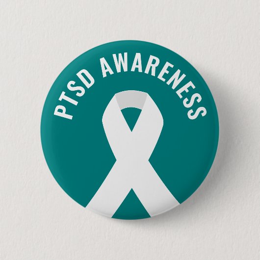 PTSD Awareness Ribbon Aquamarin Button (Vorderseite)
