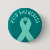 PTSD Awareness Ribbon Aquamarin Button (Vorderseite)