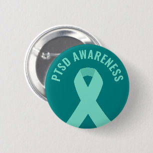 PTSD Awareness Ribbon Aquamarin Button