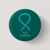 PTSD Awareness Ribbon Aquamarine Kunst Buttone Button (Vorderseite)