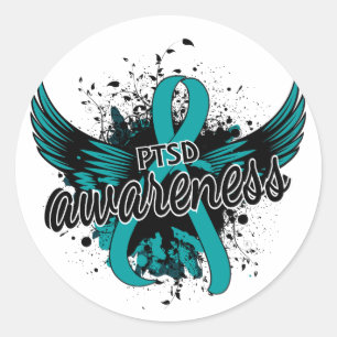 PTSD Bewusstsein 16 Runder Aufkleber
