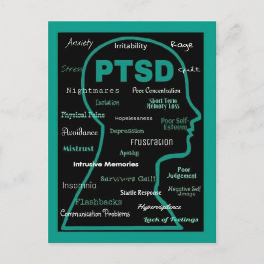PTSD Kopf/Symptome Postkarte (Vorderseite)