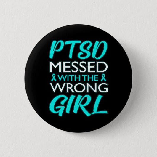Ptsd mit der falschen Mädchen Bewusstsein Ribbon G Button (Vorderseite)