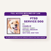 PTSD Service Dog Einfache Personalisierte Foto-ID Ausweis (Vorderseite)