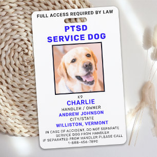 PTSD Service Dog Foto ID Abzeichen Ausweis