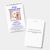 PTSD Service Dog Foto ID Abzeichen Ausweis (Vorder- & Rückseite)