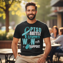 PTSD-Unterstützung Teal Ribbon Dog Tags T-Shirt