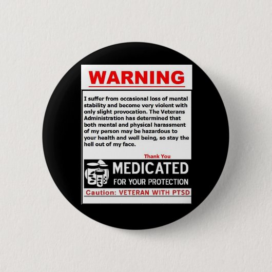 PTSD WARNING Knopf Button (Vorderseite)