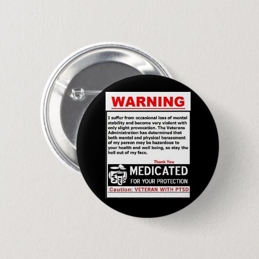 PTSD WARNING Knopf Button (Vorne & Hinten)
