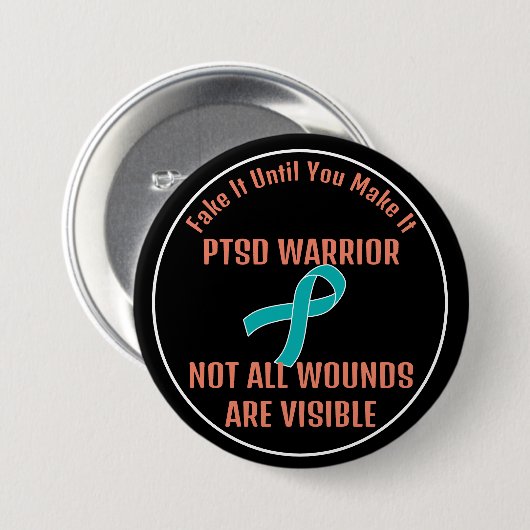 PTSD WARRIOR. NICHT ALLE WUNDEN SIND SICHTBAR. BUTTON (Vorne & Hinten)