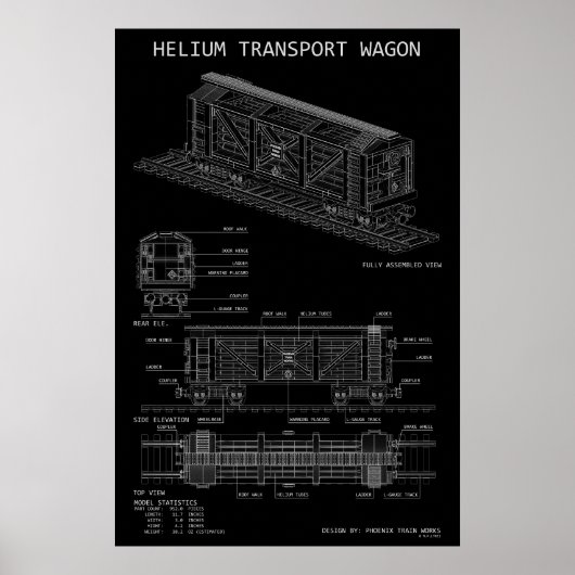PTW Helium-Triebwagen "Blueprint" Poster (Vorne)