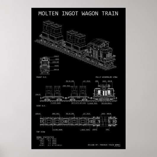 PTW-Molten-Ingot-Zug "Blaupause" Poster (Vorne)