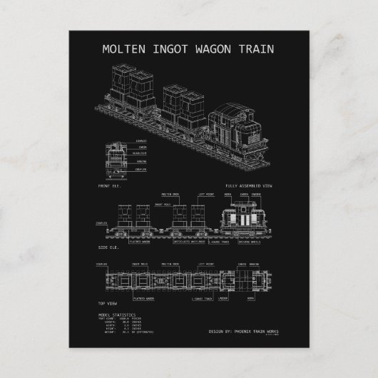 PTW-Molten-Ingot-Zug "Blaupause" Postkarte (Vorderseite)