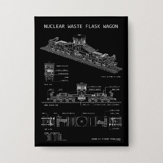 PTW Nuclear Waste Flask Wagon "Blaupause" Button (Vorderseite)