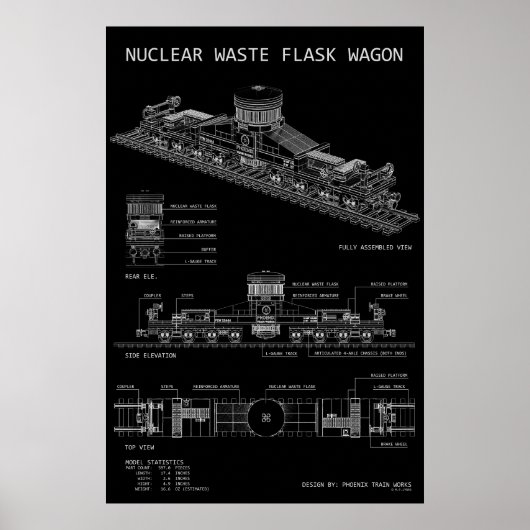 PTW Nuclear Waste Flask Wagon "Blaupause" Poster (Vorne)