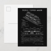 PTW Triple Tipper Wagon "Blaupause" Postkarte (Vorne/Hinten)
