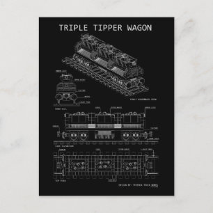 PTW Triple Tipper Wagon "Blaupause" Postkarte