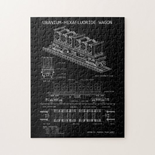 PTW Uranhexafluorid-Wagen "Blaupause" Klein Puzzle (Vertikal)