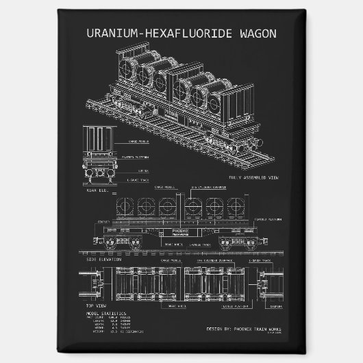 PTW Uranhexafluorid-Waggon "Blueprint" Magnet (Vorderseite)