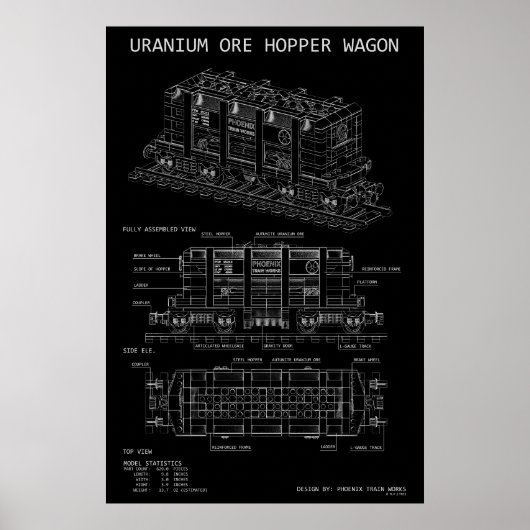 PTW Uranium-Erz-Kippwagen-Zugwagen "Blaupause" Poster (Vorne)