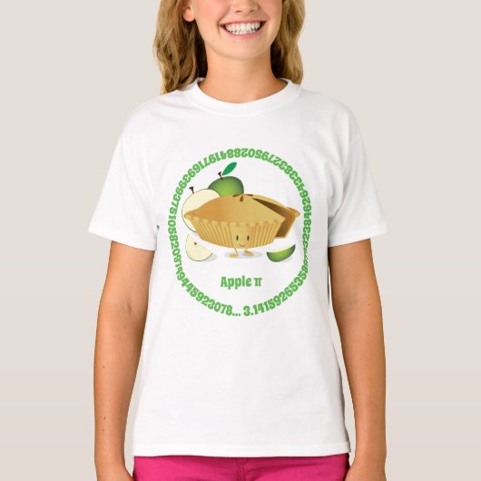 PU-Tagesgrün-Apfelkuchen-Cartoon-Charakter-Zahlen T-Shirt (Vorderseite)