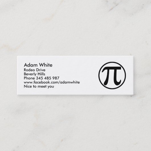 PU-Zahl Mini Visitenkarte (Vorderseite)