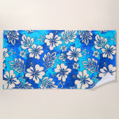 Pua Aloha Hawaiian Heart Shaped Hibiskus Blue Strandtuch (Vorderseite)