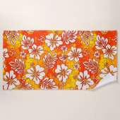 Pua Aloha Hawaiian Heart Shaped Hibiskus Orange Strandtuch (Vorderseite)