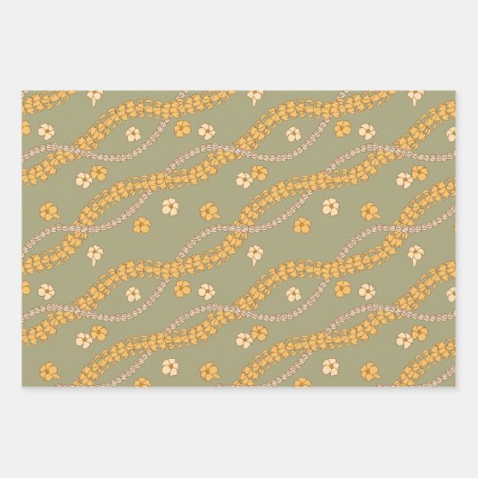 Puakenikeni Lei Wrapping Paper Flat Sheet Set 3 Geschenkpapier Set (Vorderseite 2)