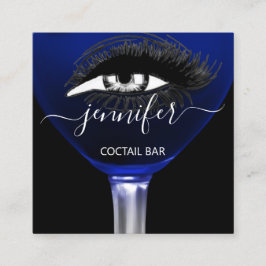 Pub Cocktail Blue Navy Wein Bar Drink Glass Logo Quadratische Visitenkarte