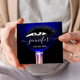 Pub Cocktail Rosa Navy Wein Bar Drink Glass Logo Quadratische Visitenkarte