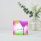 Pub Coctail Bar Drink Rosa Violett Zitronengelb Quadratische Visitenkarte (Stehend Vorderseite)