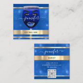Pub Coctail Bar Drinks Restaurant Blue QRCODE Quadratische Visitenkarte (Vorne/Hinten)