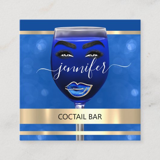 Pub Coctail Bar Drinks Restaurant Blue QRCODE Quadratische Visitenkarte (Vorderseite)