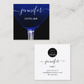 Pub Coctail Blue Navy Wein Bar Drink Glass Logo Quadratische Visitenkarte (Vorne/Hinten)