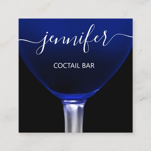 Pub Coctail Blue Navy Wein Bar Drink Glass Logo Quadratische Visitenkarte (Vorderseite)
