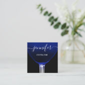 Pub Coctail Blue Navy Wein Bar Drink Glass Logo Quadratische Visitenkarte (Stehend Vorderseite)