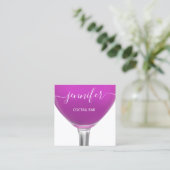 Pub Coctail Wein Bar Drink Glas PinkY Logo Quadratische Visitenkarte (Stehend Vorderseite)